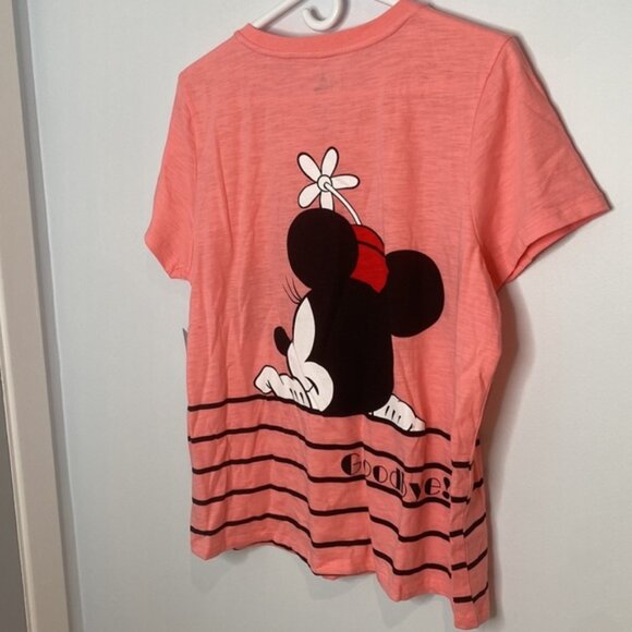 Disneys Women Pink Salmon Graphic Minnie Mouse Short Sleeve T-shirt Size Large - Picture 7 of 11